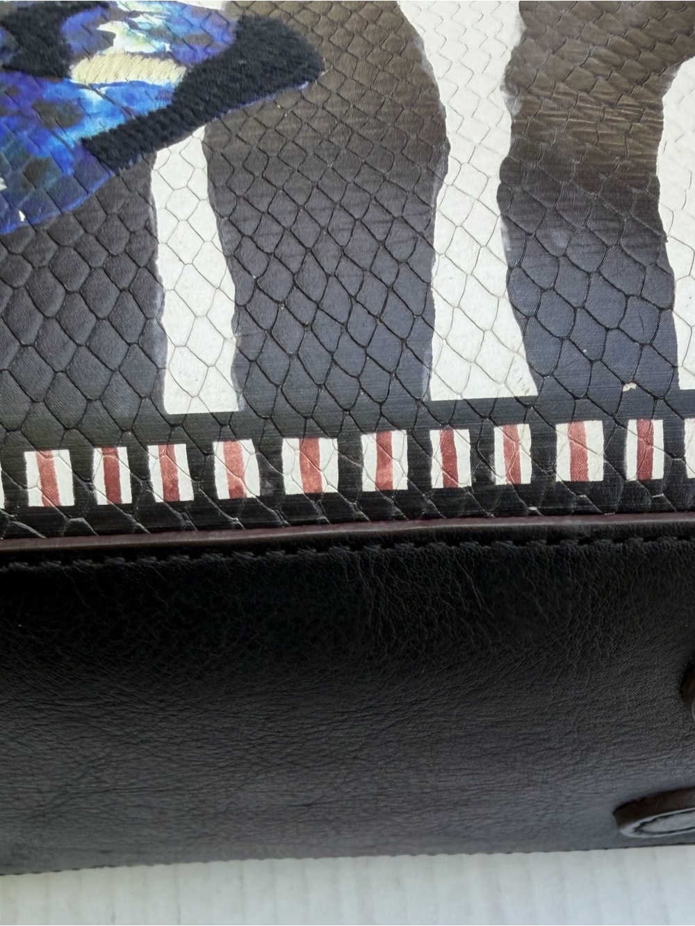 Brighton Africa Stories Zebra Butterfly Tote Bag Black White Embroidered Handbag - Picture 9 of 16